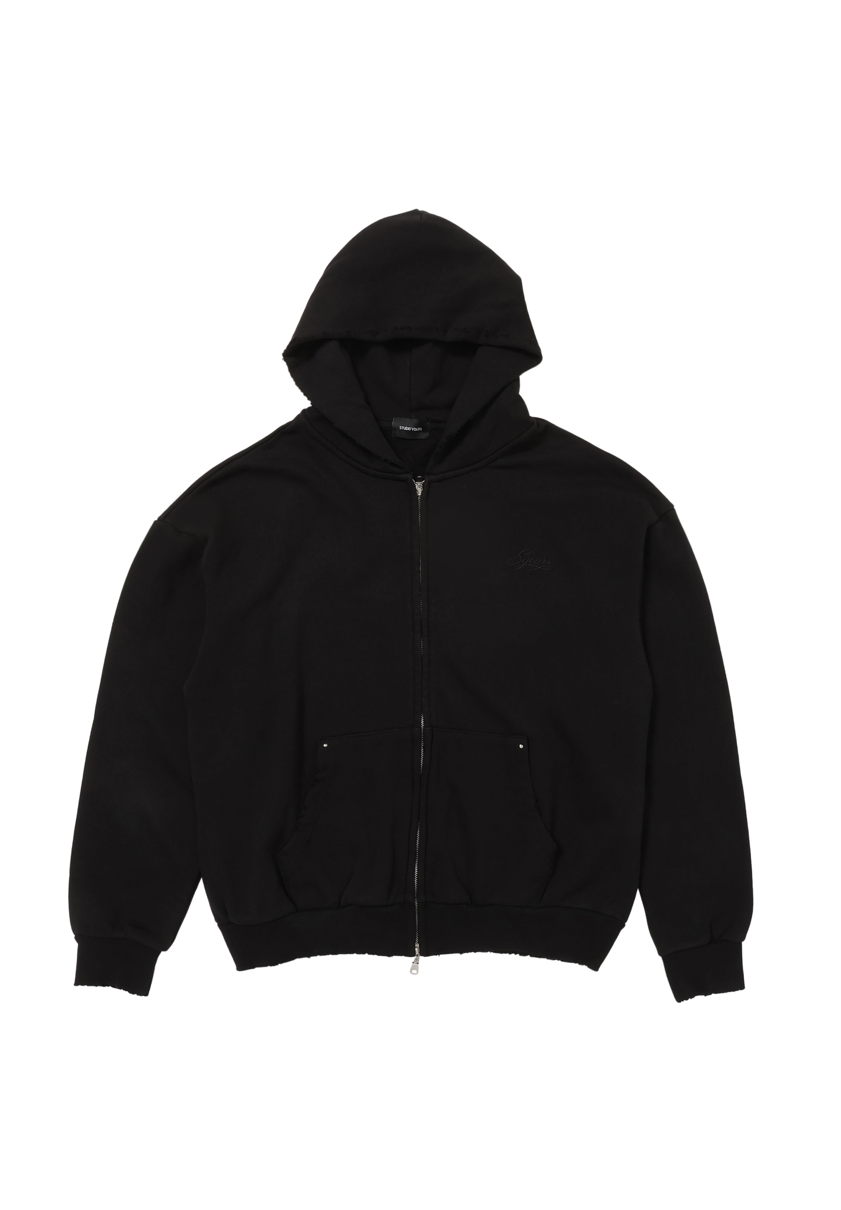 DISTRESSED ZIP HOODIE – STUDIO YOURS