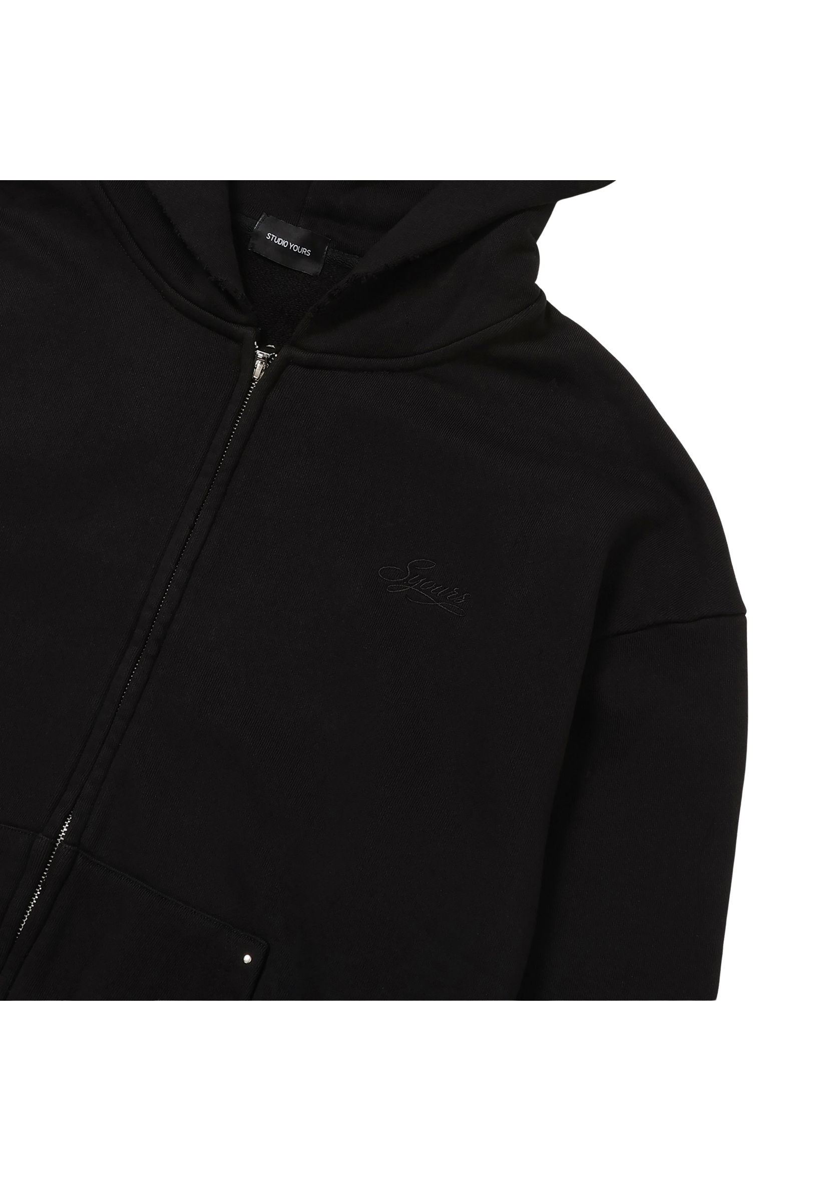 DISTRESSED ZIP HOODIE