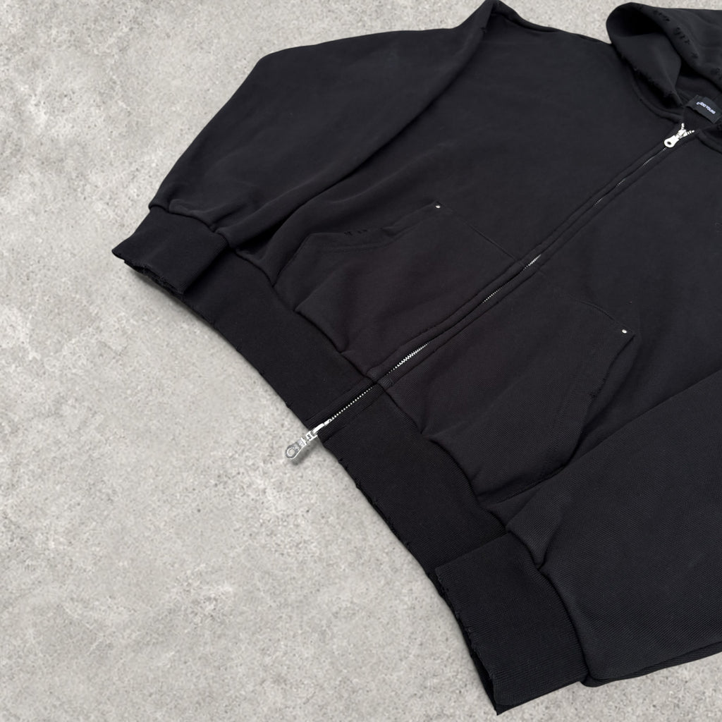 DISTRESSED ZIP HOODIE